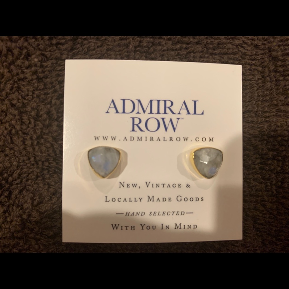 Labradorite Triangle Stud Earrings by Admiral Row